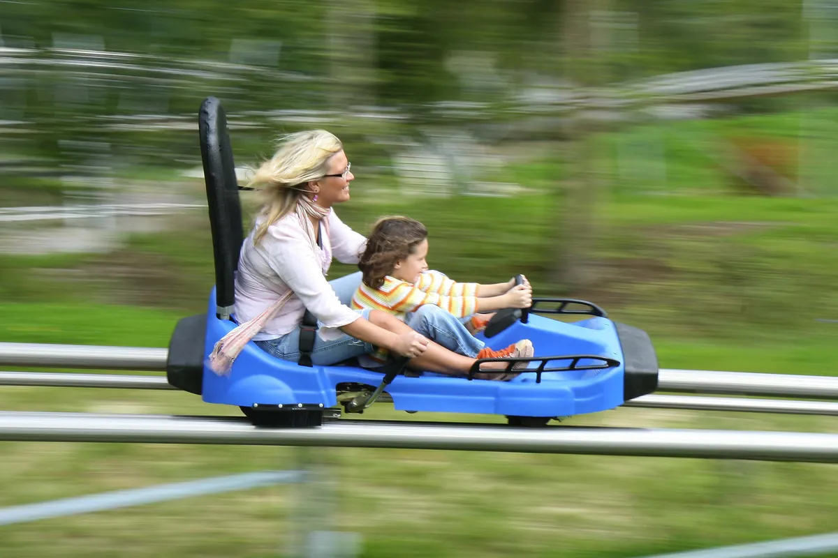Coaster vehicle in motion