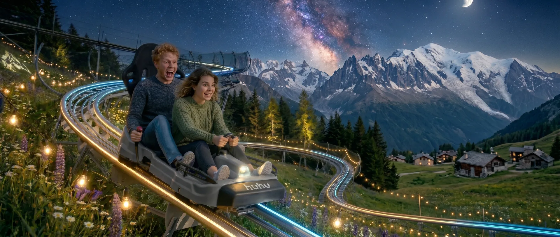 Mountain coaster at dusk